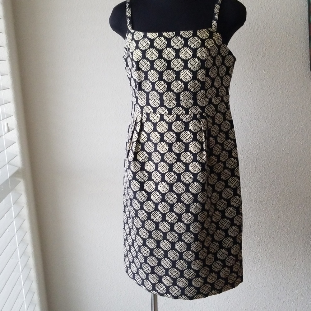 Black Spaghetti Strap Dress w Gold Pattern